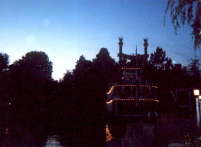 The Mark Twain Riverboat at dusk