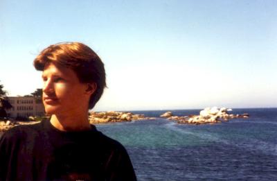 Sheldon in Front of the Monterey Bay Aquarium